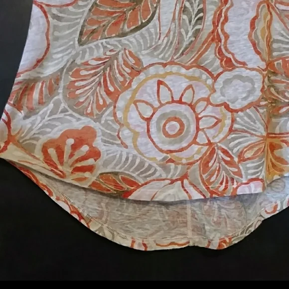 Linen Ann Taylor Loft Top Size XS ORANGE FLORAL PRINT ☆ - Picture 5 of 11